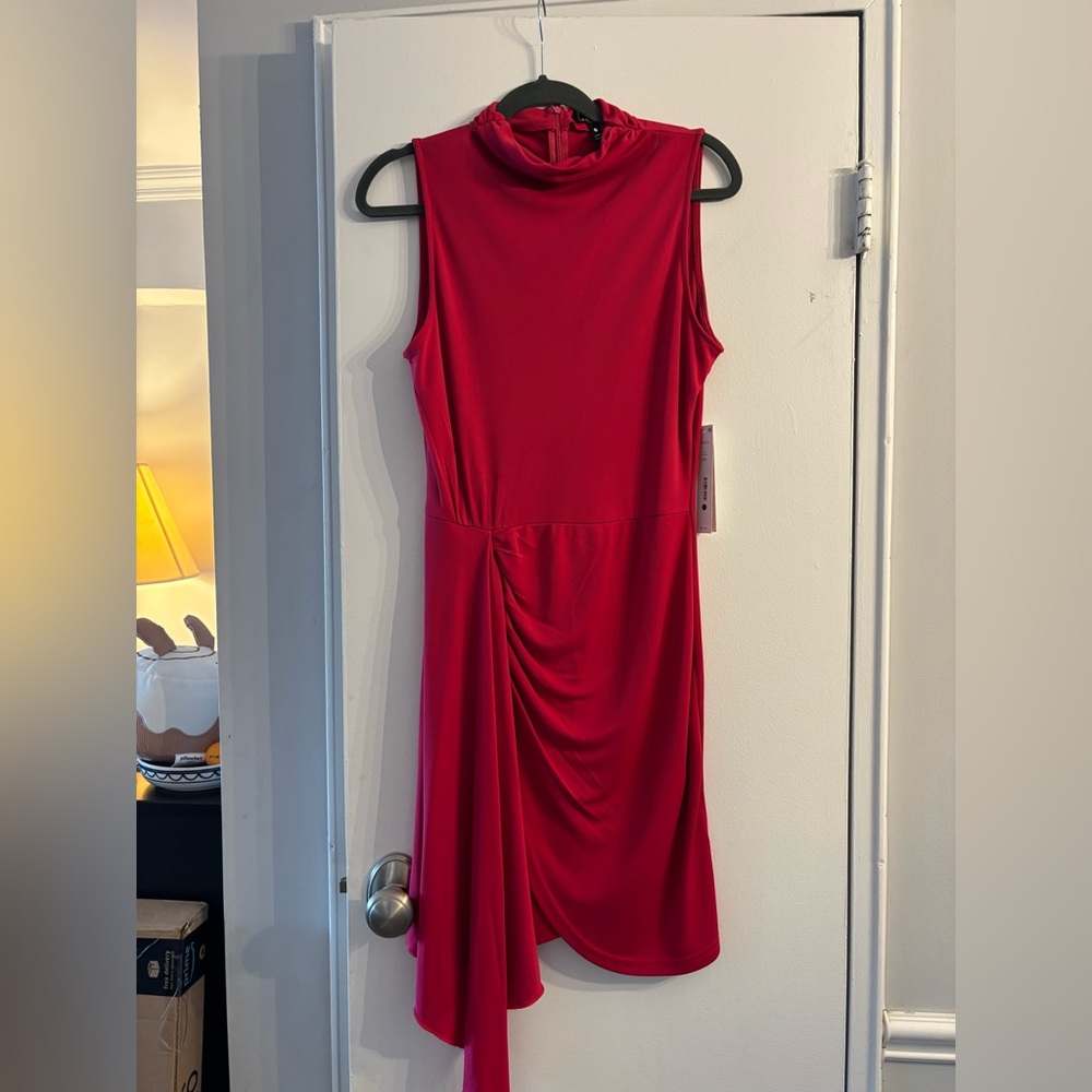 New aqua Elegant pink Sleeveless cocktail  Dress L Bloomingdales